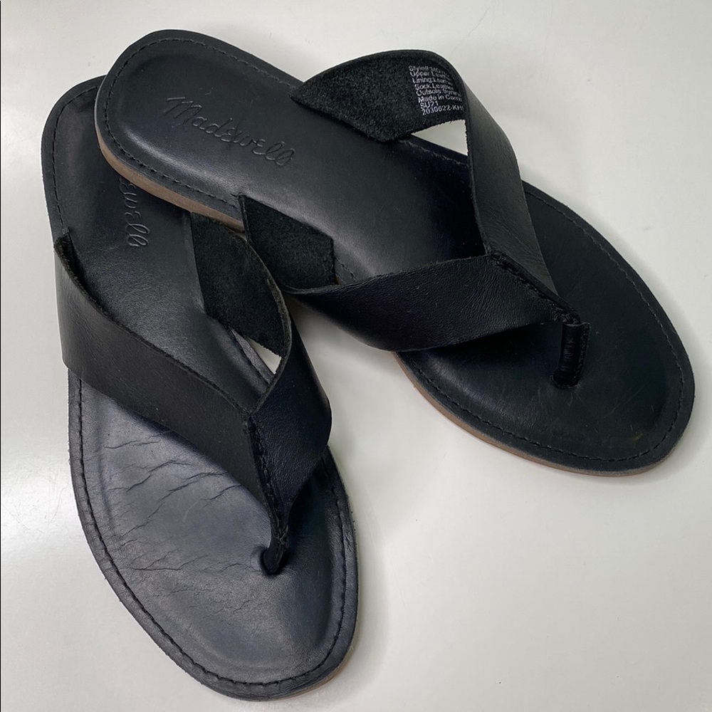 Madewell Black Leather Thong Sandals